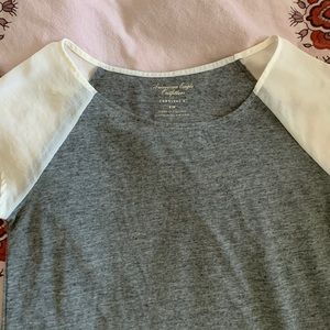 American Eagle Grey Tee with Chiffon Sleeves